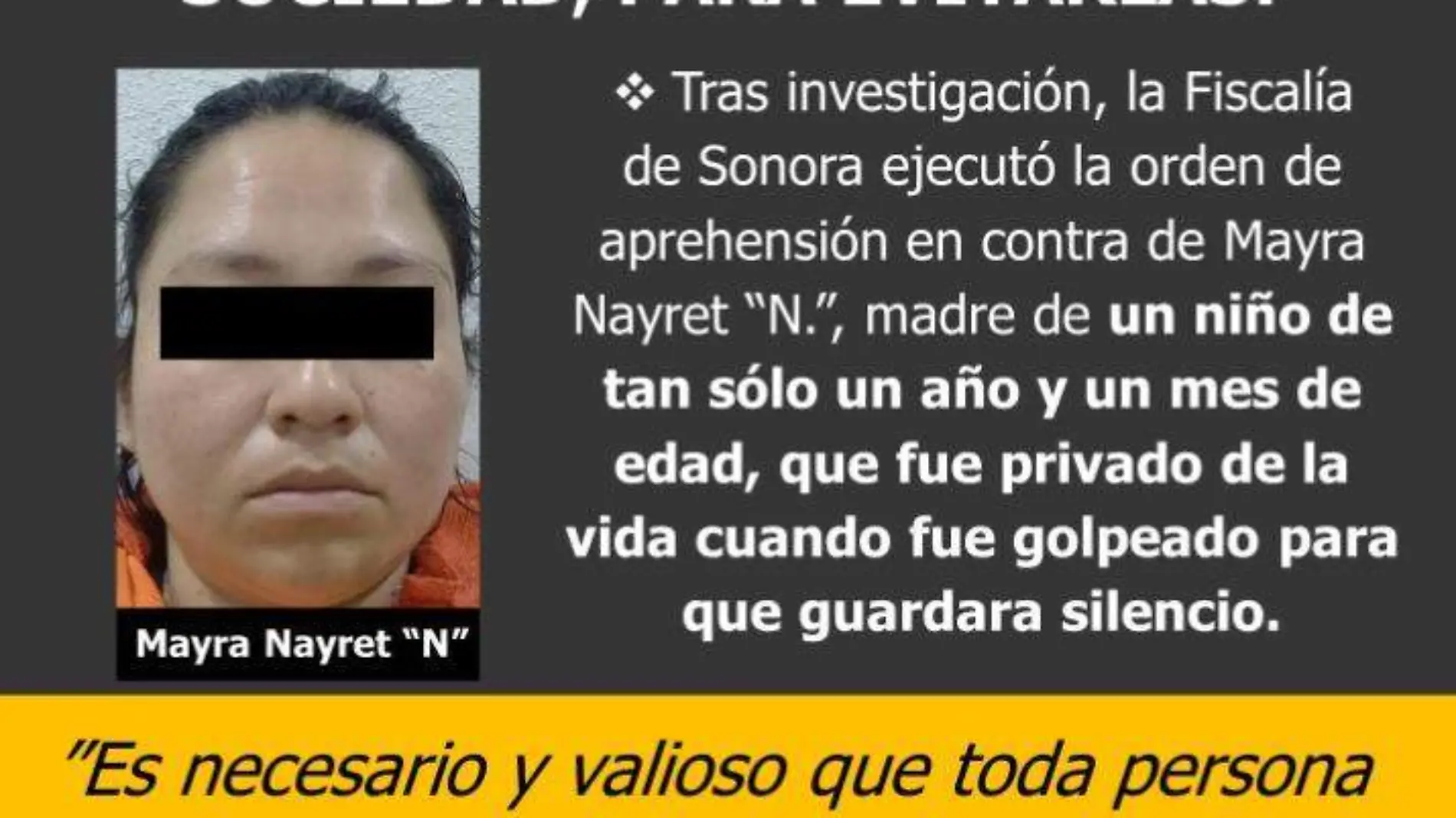 Mayra Nayret N asesinó a su hijo de un año en Nogales